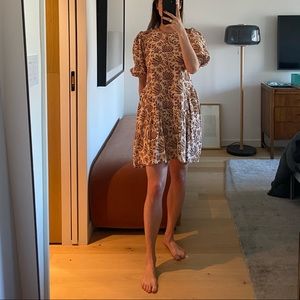 Hand-Printed Cotton Mini Dress, S/M